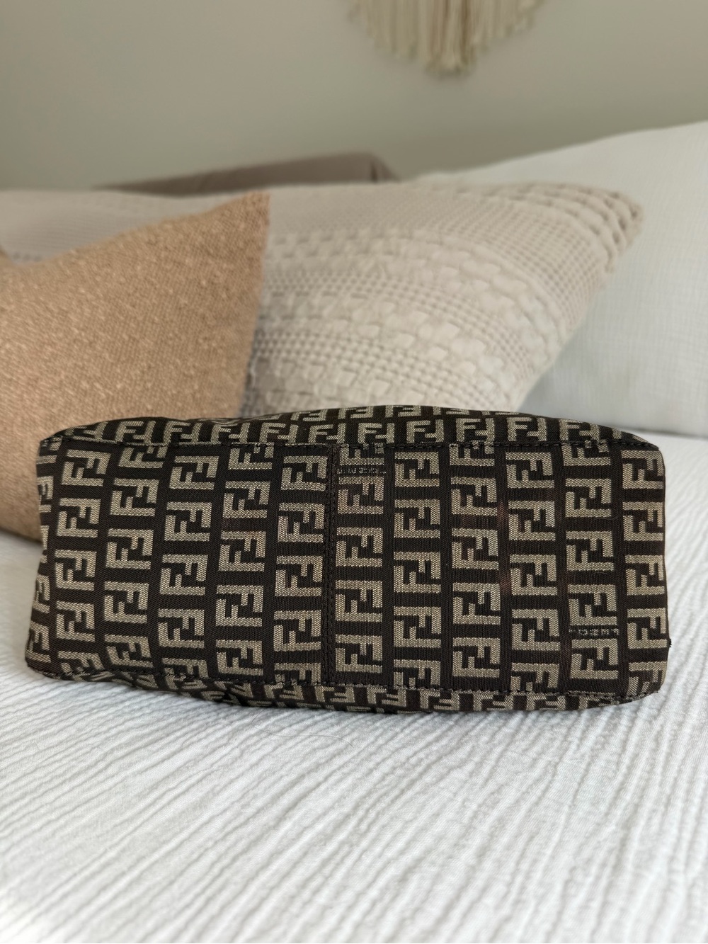 Vintage Fendi Zucca Zucchino Baguette Shoulder Bag, Authentic w/ COA - Picture 6 of 14